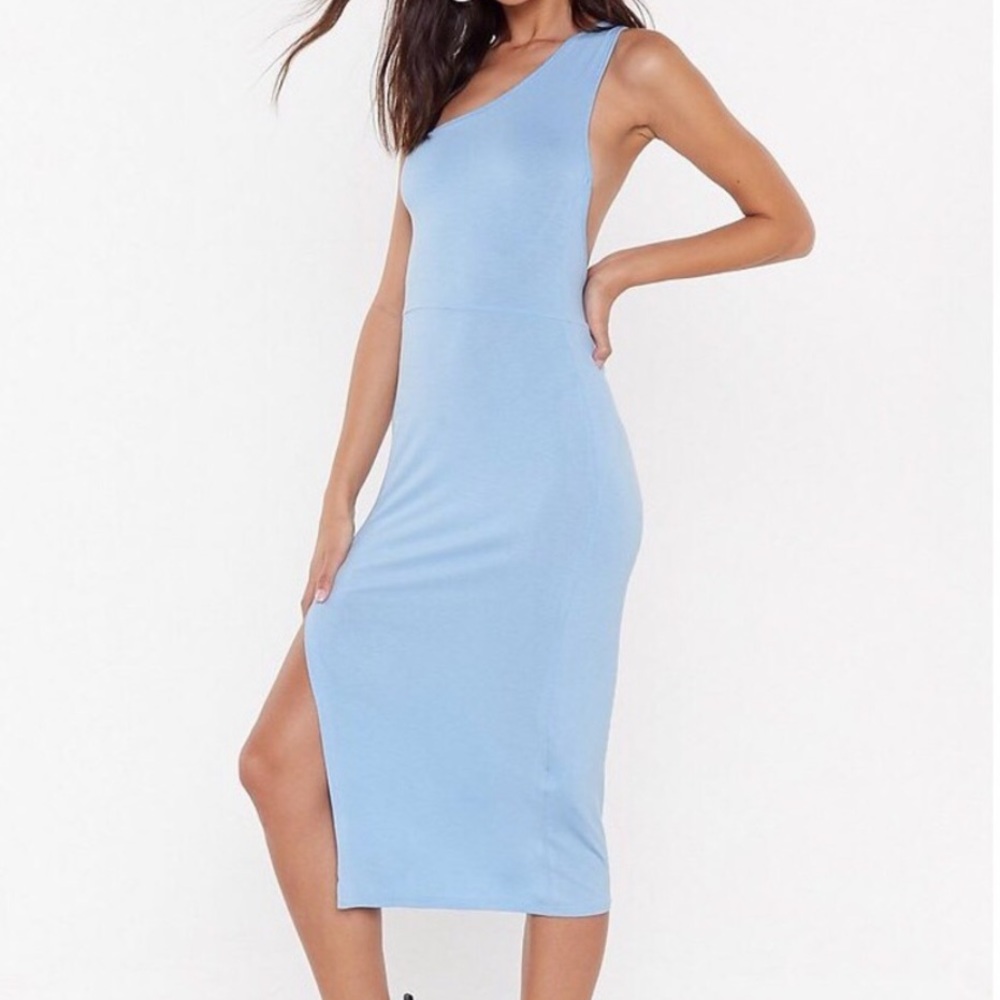 Pale blue bodycon midaxi dress